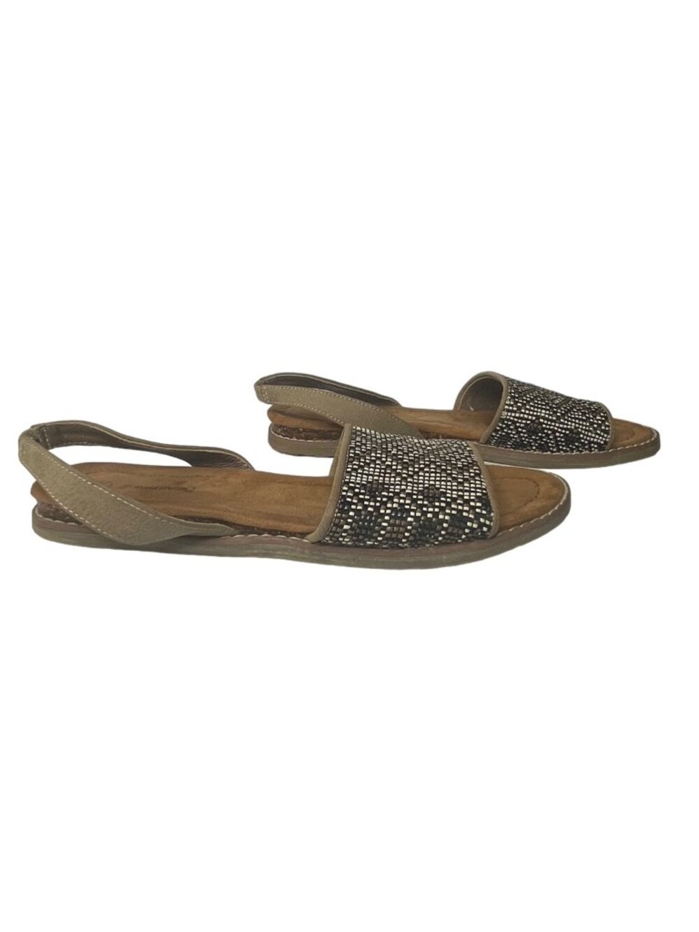 Bearpaw Meeka Sandals Womens Size 6.5 Brown Beaded Sling Back